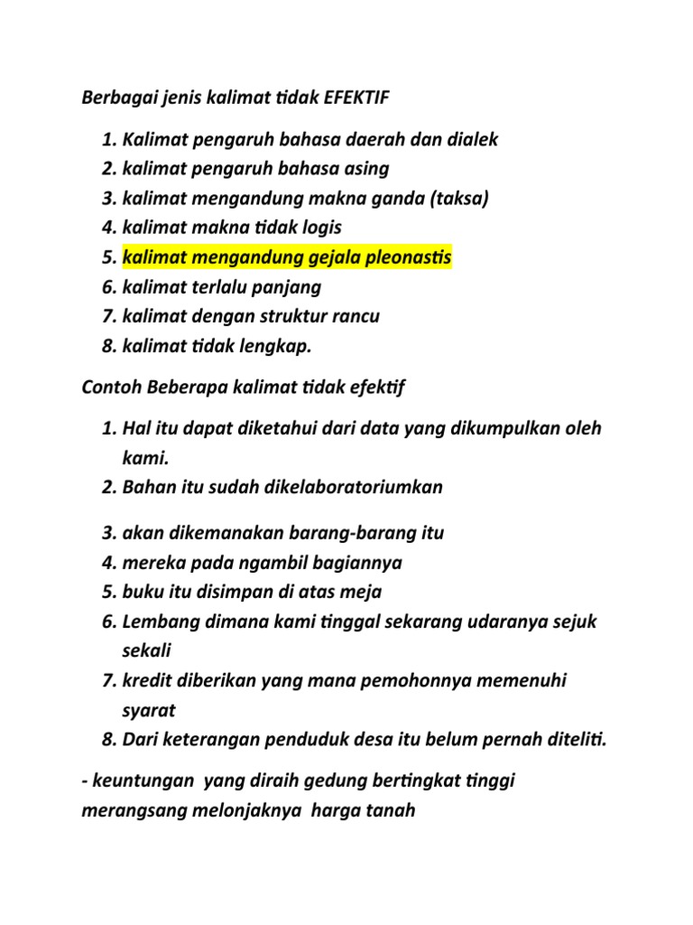 Kuliah Bahasa Indonesia Kalimat Tidak Efektif