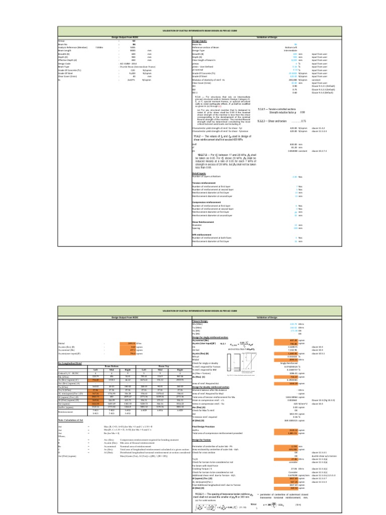 Ductile Intermediate Beam Design ACI 318M | PDF | Beam (Structure ...