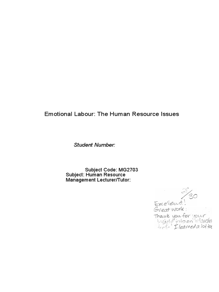 Emotional Labour in Service Industries | PDF | Feeling | Emotions