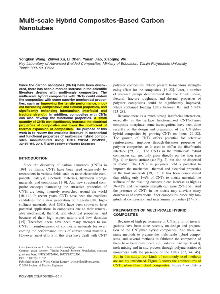 Multi-Scale Hybrid Composites with CNTs | PDF | Carbon Nanotube ...