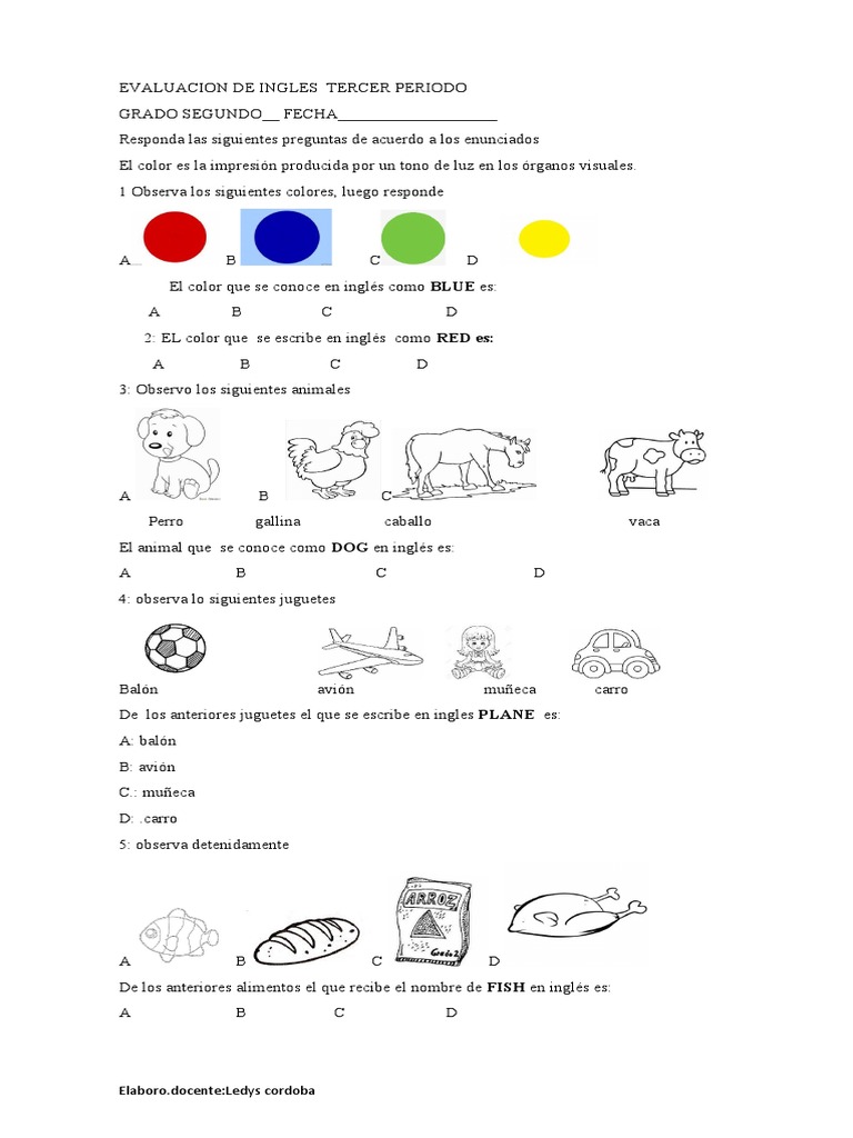 Cómo Se Dice En Inglés Gallina Evaluacion de Ingles | PDF