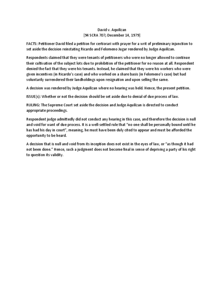 Due Process Violation in David v. Aquilizan | PDF