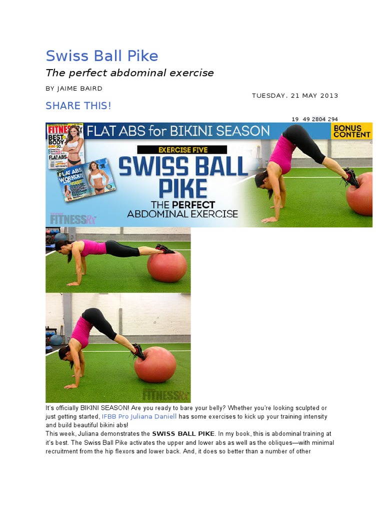 Swiss Ball Pike PDF Musculoskeletal System Physical Exercise