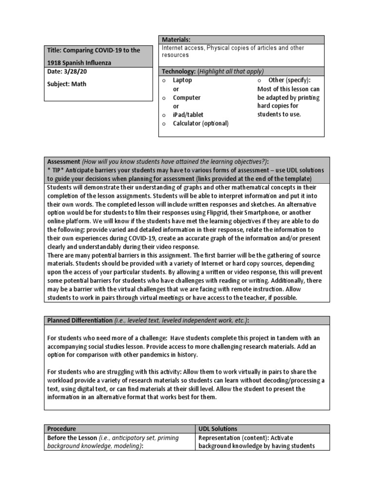 Lesson Plan Covid 19 | PDF | Influenza | Influenza Pandemic