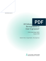 HR Delivery Systems: Re-Engineered or Over Engineered?: CPHR White Paper 09/05 August 2009