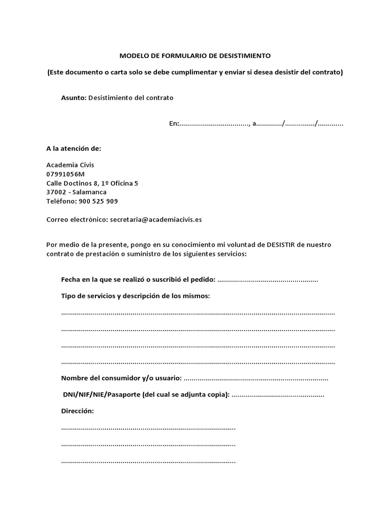 Formulario de Desistimiento PDF | PDF | Correo | Informática y ...