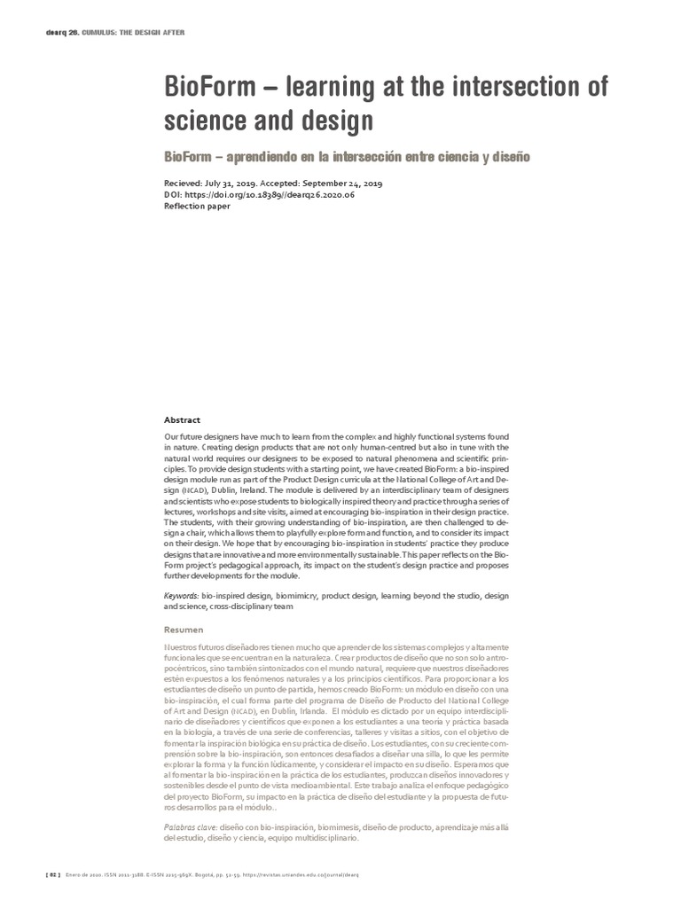 Bioform - Learning at The Intersection of Science and Design | PDF ...