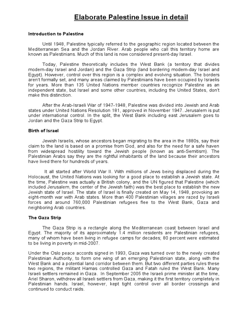 Israel-Palestine Issue | PDF | Palestine Liberation Organization | Israel