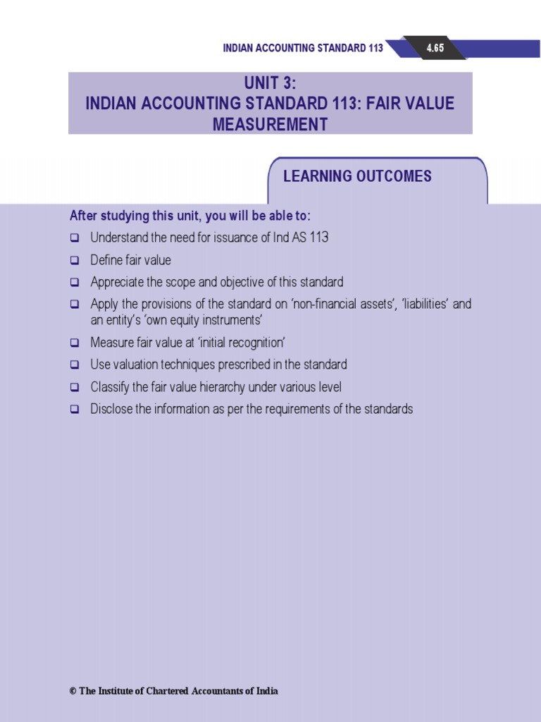 Unit 3: Indian Accounting Standard 113: Fair Value Measurement | PDF ...
