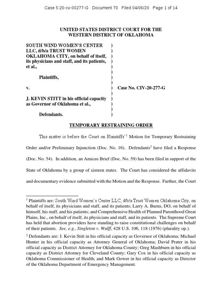 Temporary Restraining Order PDF Injunction Justice
