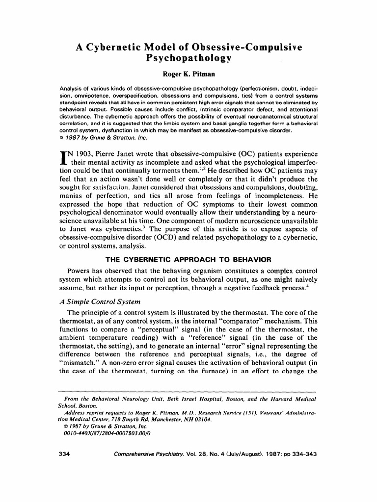 Cybernetic Model of OCD Analysis | PDF | Obsessive–Compulsive Disorder ...