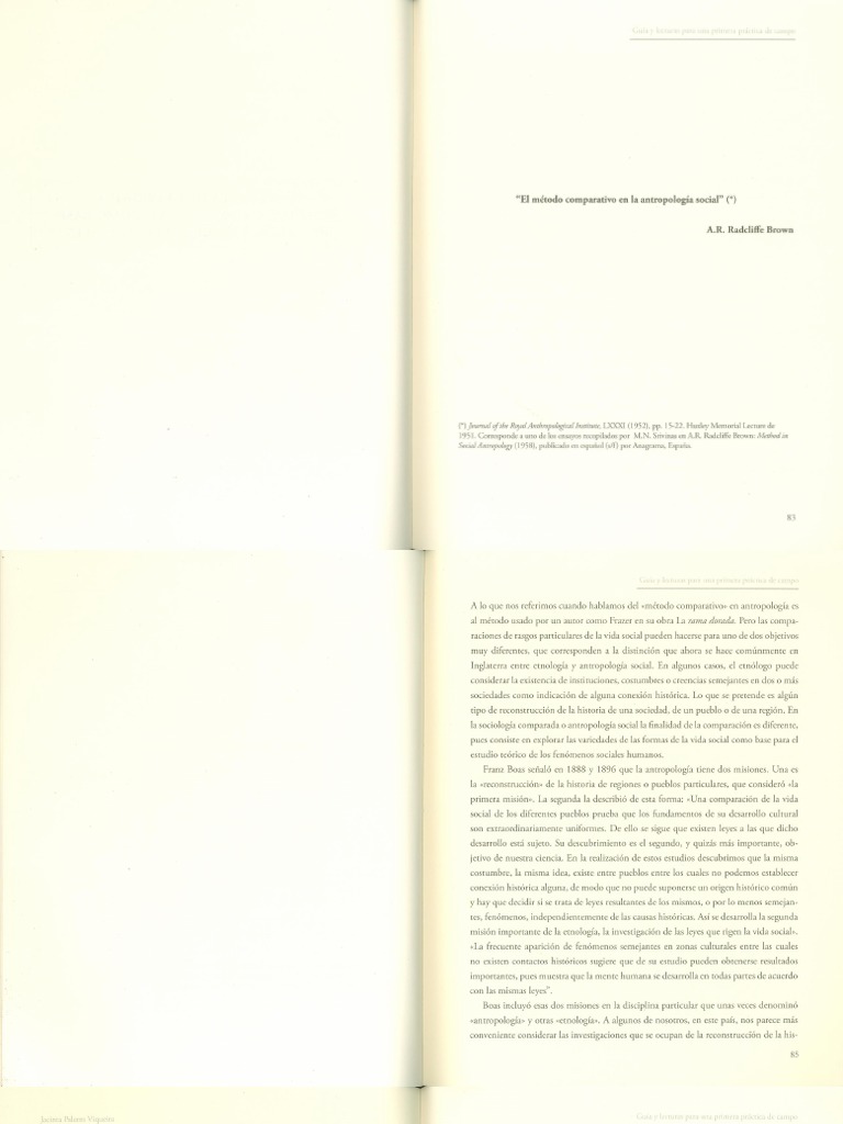 Radcliffe Brown Alfred R. El Método Comparativo de La Antropología