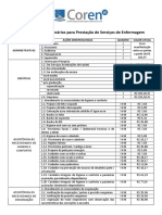 Tabela de Honorários para Prestação de Serviços de Enfermagem 2016 PDF