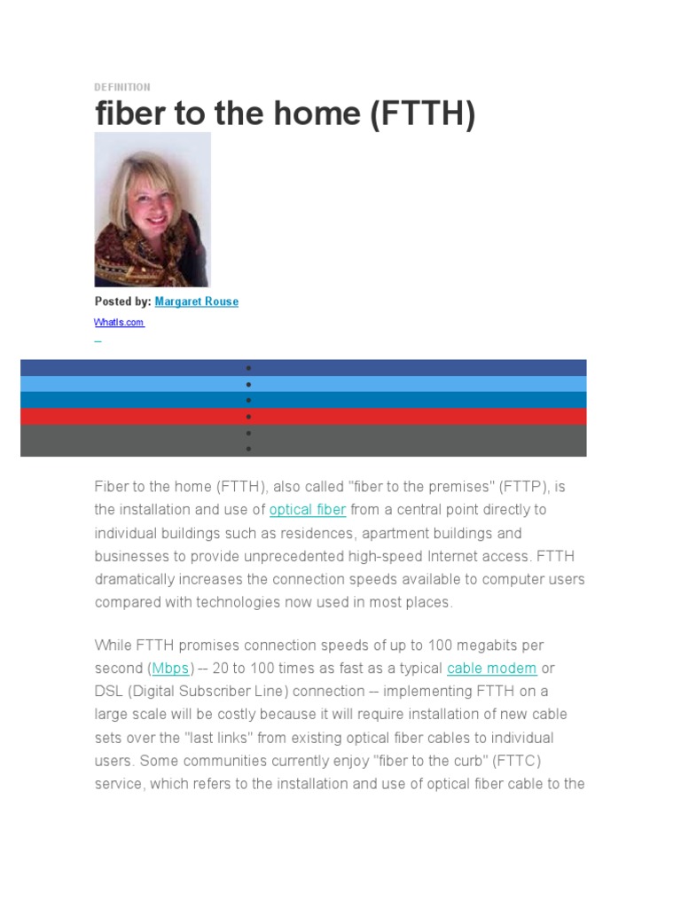 Fiber To The Home (FTTH) | PDF | Fiber To The X | Media Technology