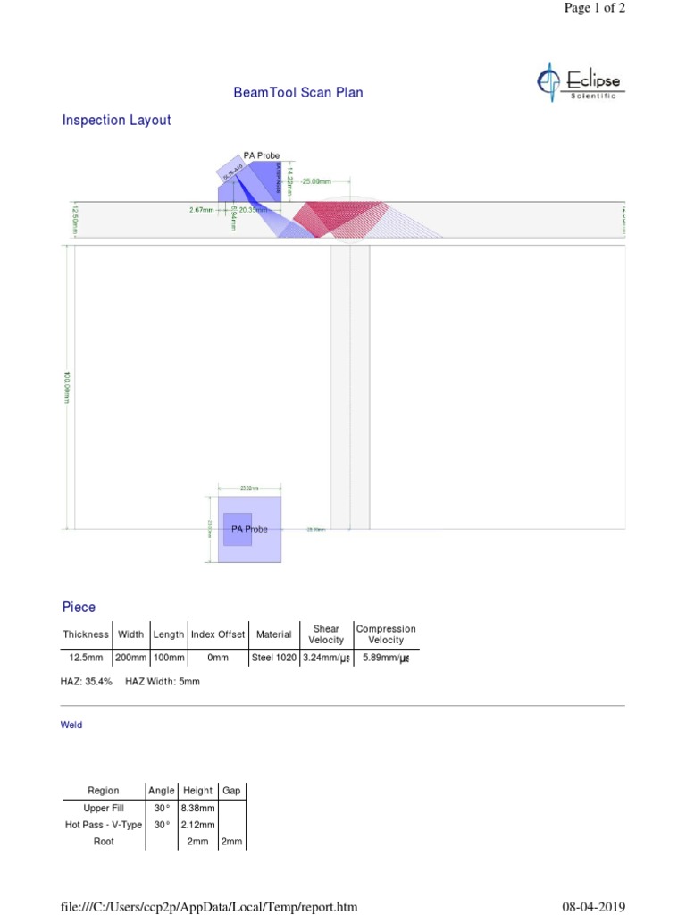 BeamTool Scan Plan for Steel Inspection | PDF | Technology & Engineering