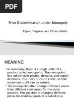 Price Discrimination Under Monopoly: Types, Degrees and Other Details