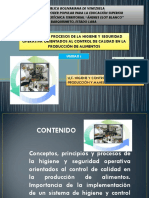 Conceptos, Principios y Procesos de La Higiene y Seguridad Operativa Orientados Al Control de Calidad en La Producción de Alimentos.