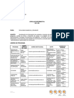 CIRCULAR 430-006 Contactos y Horarios de Atención ECACEN