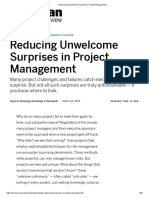 Reducing Unwelcome Surprises in Project Management