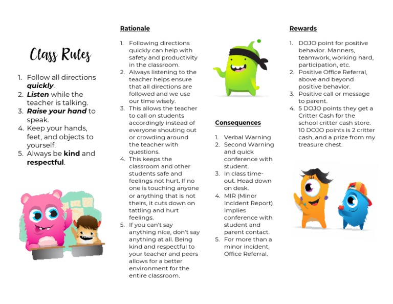 Classroom Behavior Guidelines and Rewards | PDF | Classroom | Behavior ...