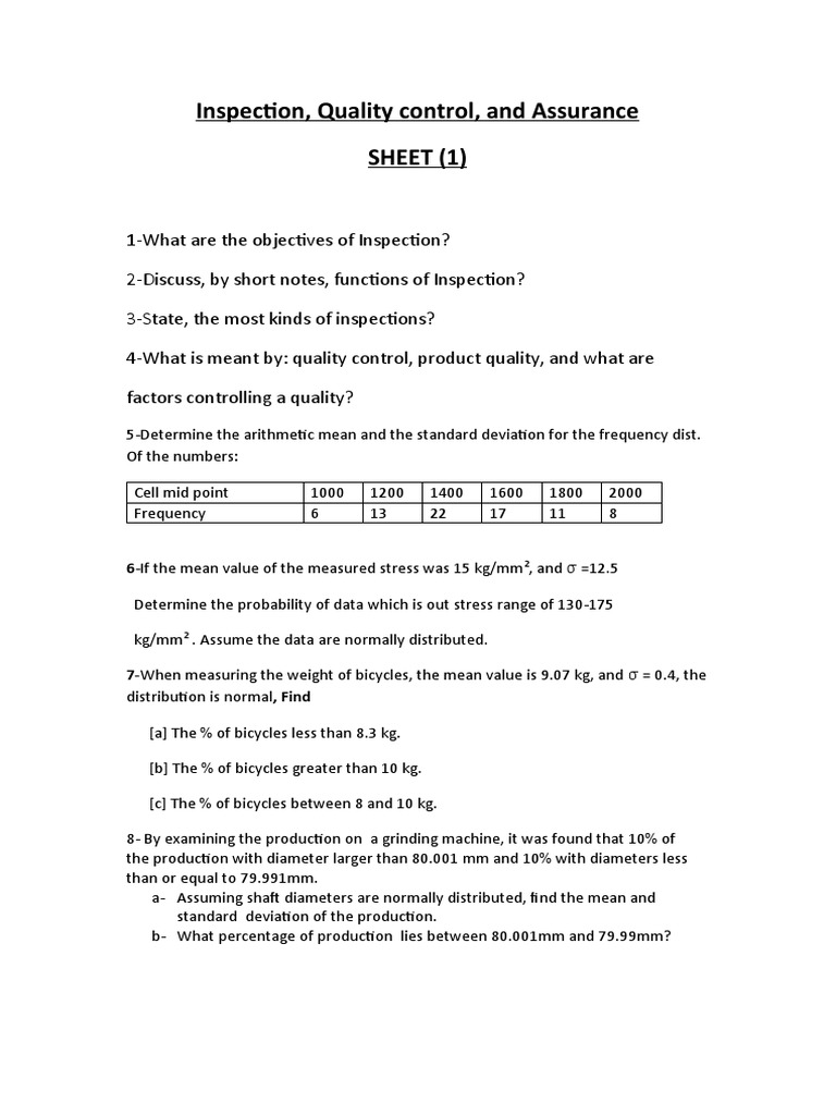 Quality Control & Inspection Guide | PDF | Science & Mathematics ...