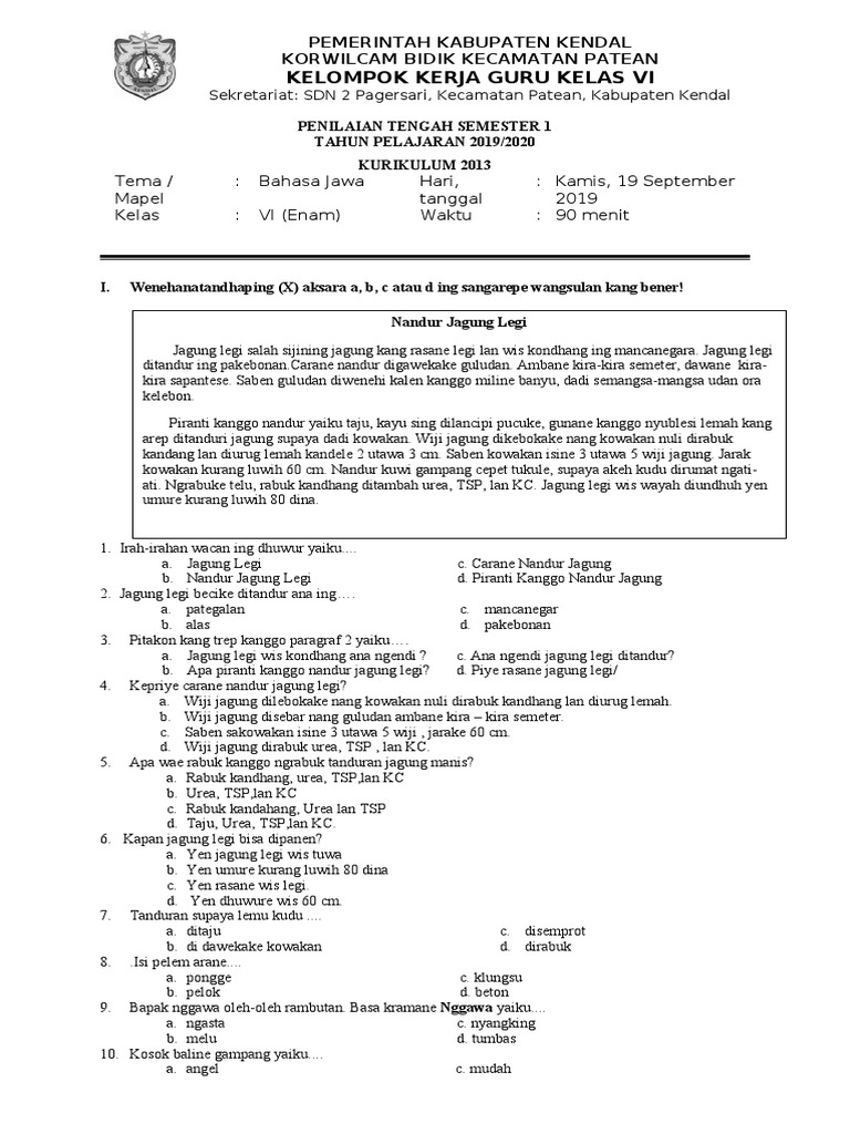 K13 naskah basa jawa kl 6 pts smt 1 19 20 sugeng priyana pdf