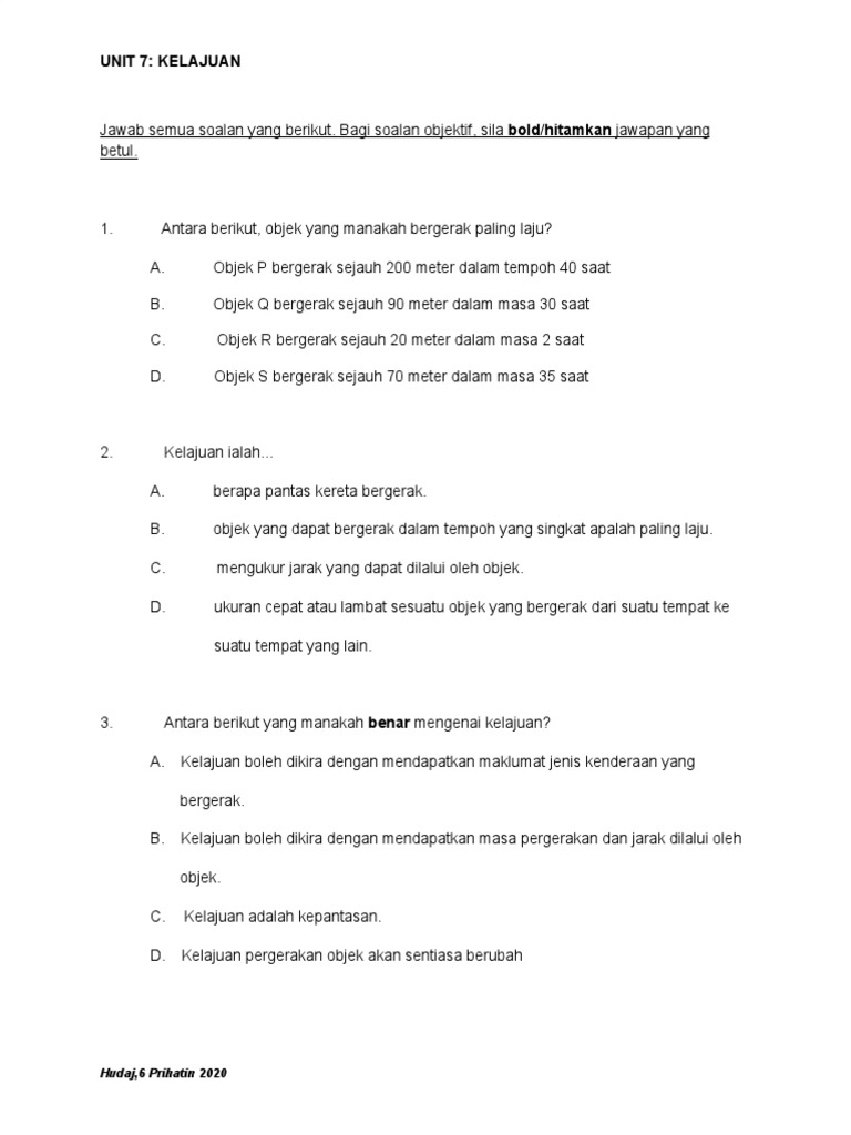 Unit 7 Kelajuan Pdf