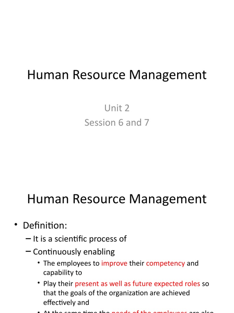 Human Resource Management Overview | PDF | Performance Management ...