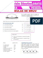 Formulas de MRUV para Primer Grado de Secundaria