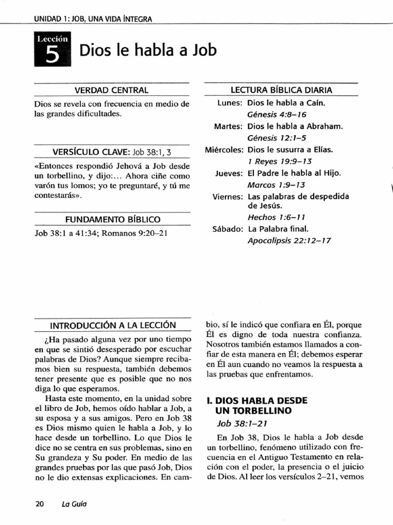 5 Dios Le Habla A Job Dos PDF | PDF | Libro de trabajo | Dios