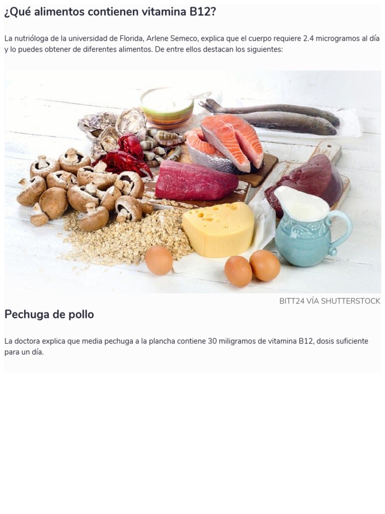 Los principales alimentos ricos en vitamina B12 y ácido fólico ...
