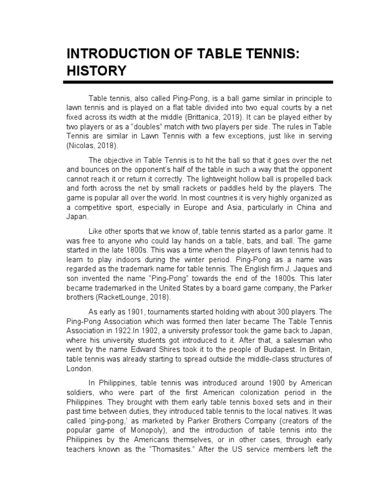 Introduction of Table Tennis | PDF | Table Tennis | Sports Equipment