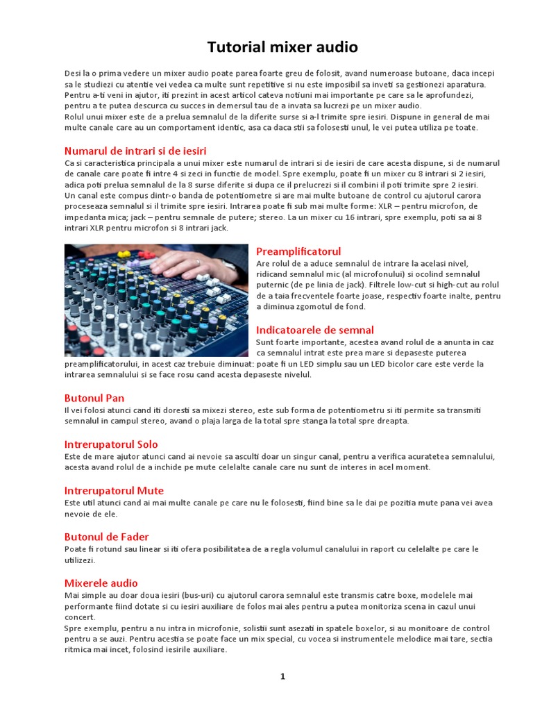 Tutorial Mixer Audio | PDF