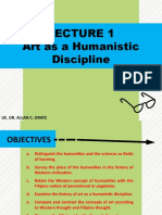 Art As A Humanistic Discipline: Ue. Dr. Allan C. Orate