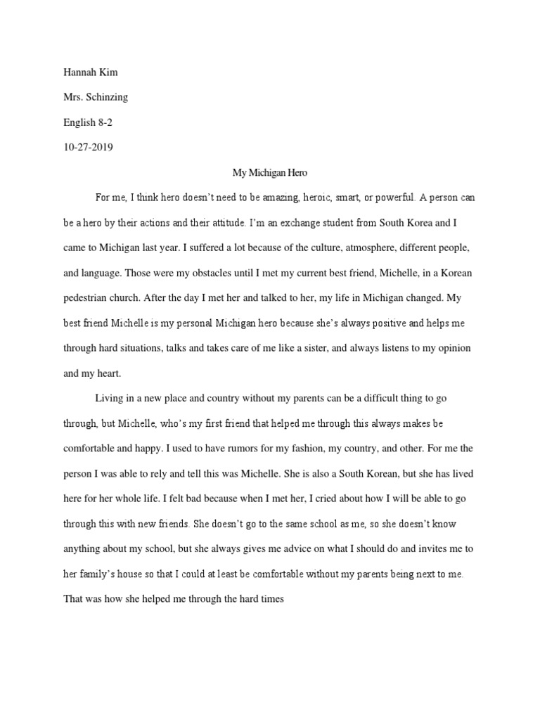 My Personal Michigan Hero Essay Fixed PDF