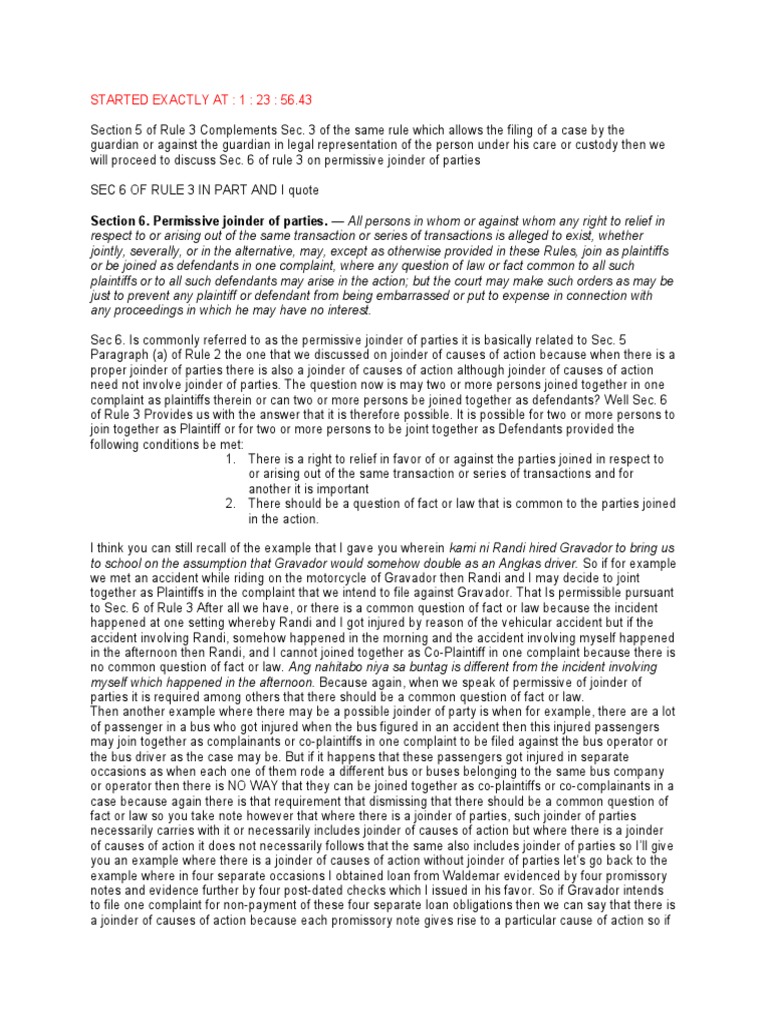 Understanding Permissive Joinder of Parties | PDF | Joinder | Lawsuit