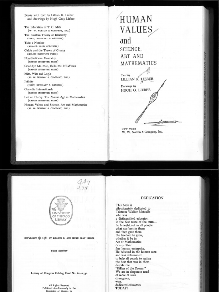 Lieber 1961 Human Values And Science Art And Mathematics Non Euclidean Geometry Axiom