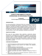 Curso Planejamento e Gestão Operacional Na Segurança Privada-Fortaleza - 04 e 05 Agosto 2018