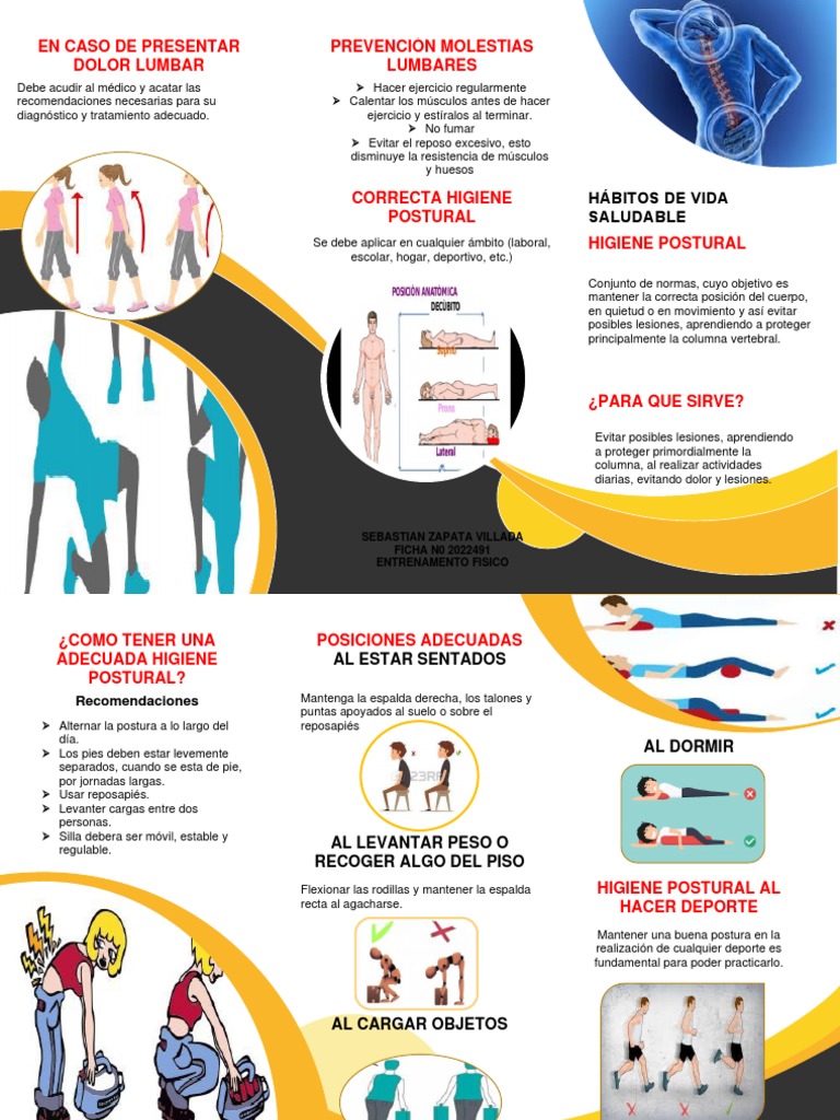 Plegable Higiene Postural | PDF | Dolor lumbar | Sistema musculoesquelético