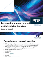 Formulating A Research Question and Identifying Literature: Luciano Rispoli