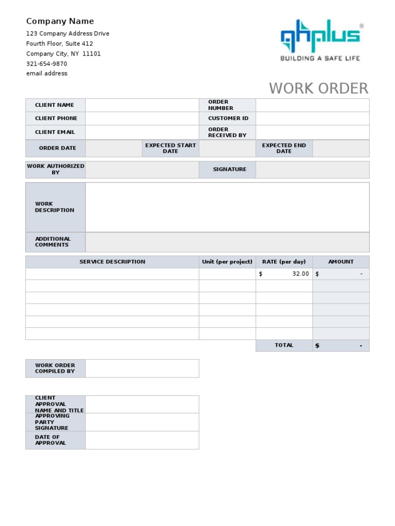 IC Service Work Order Template 8963 | PDF | Market (Economics) | Economies