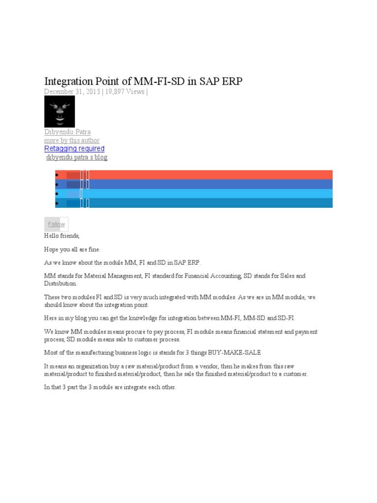 SAP ERP MM-FI-SD Integration Guide | PDF | Invoice | Inventory