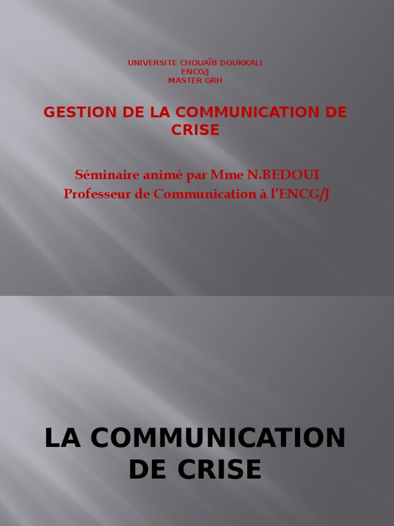 La Communication de Crise | PDF | la communication | Partie prenante