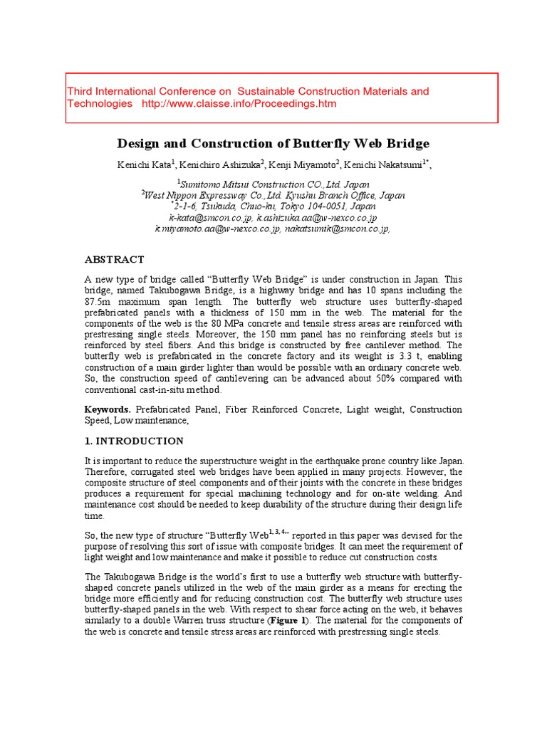 Design and Construction of Butterfly Web Bridge | PDF | Prestressed ...