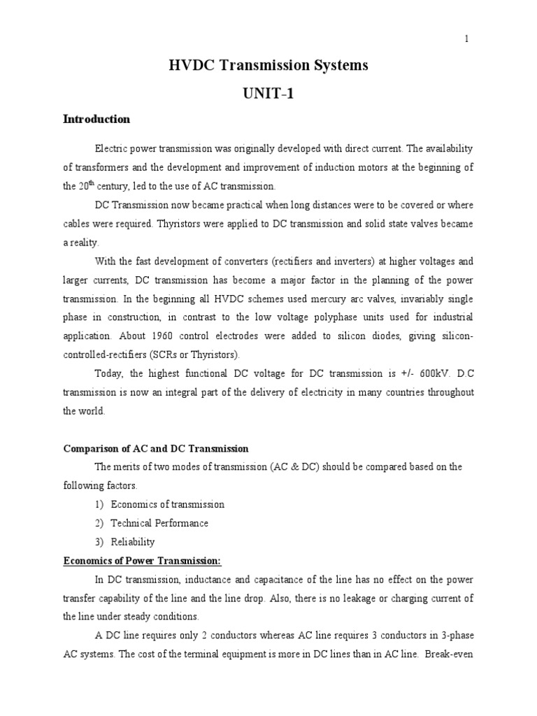 HVDC Transmission Systems Overview | PDF | High Voltage Direct Current ...