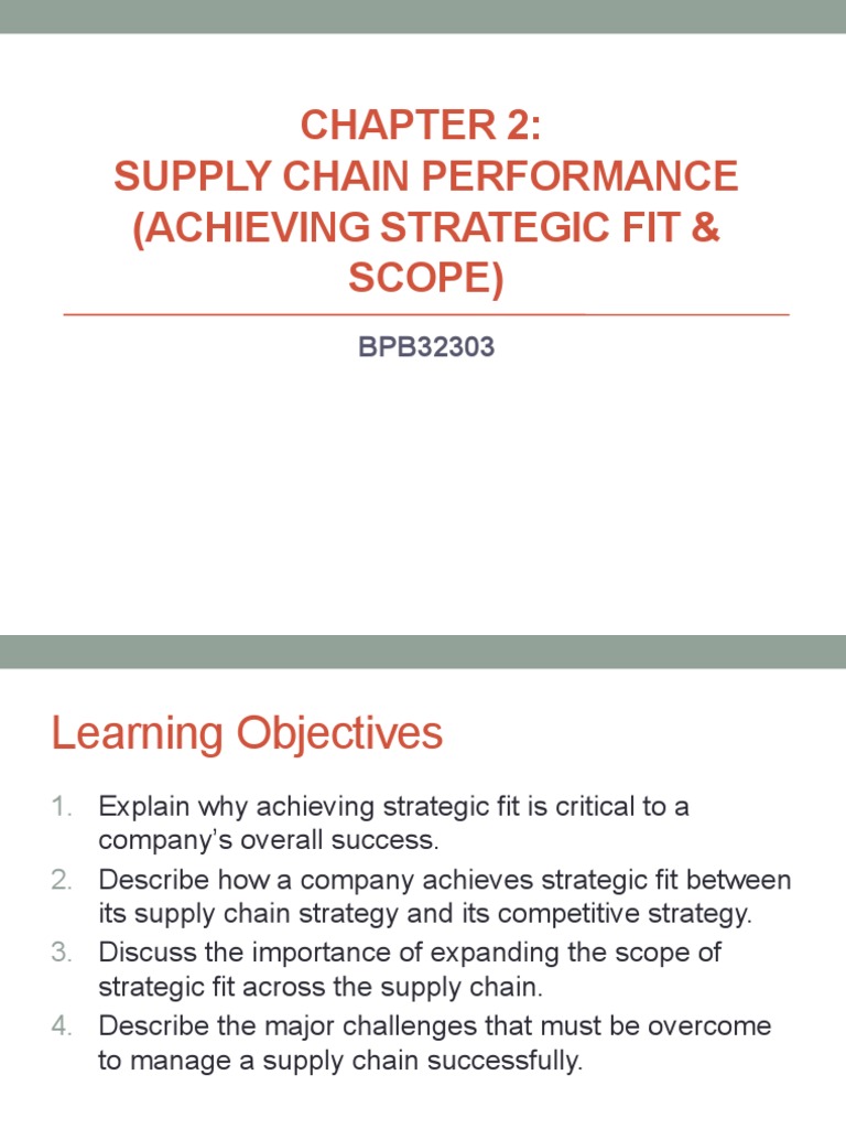 Supply Chain Performance (Achieving Strategic Fit & Scope) | PDF ...