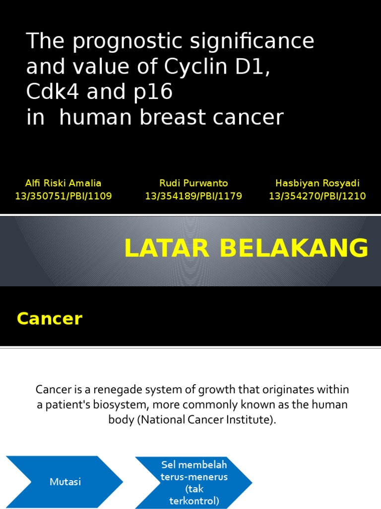 Cyclin D1, Cdk4 & p16 in Breast Cancer | PDF | Cell Cycle | Cellular ...