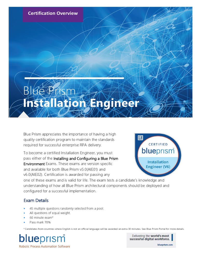Blue Prism Installation Engineer Exam Guide | PDF | Test (Assessment ...