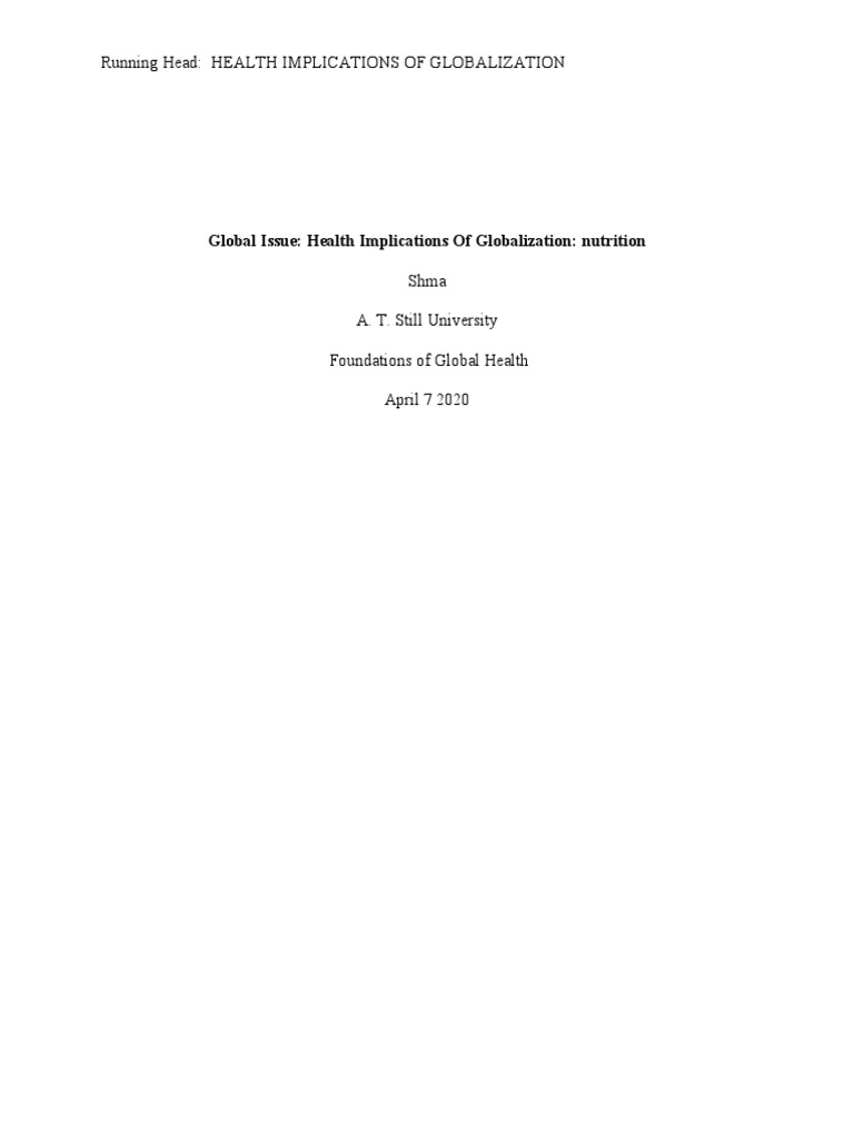 Globalization's Impact on Nutrition Health | PDF | Foods | Obesity