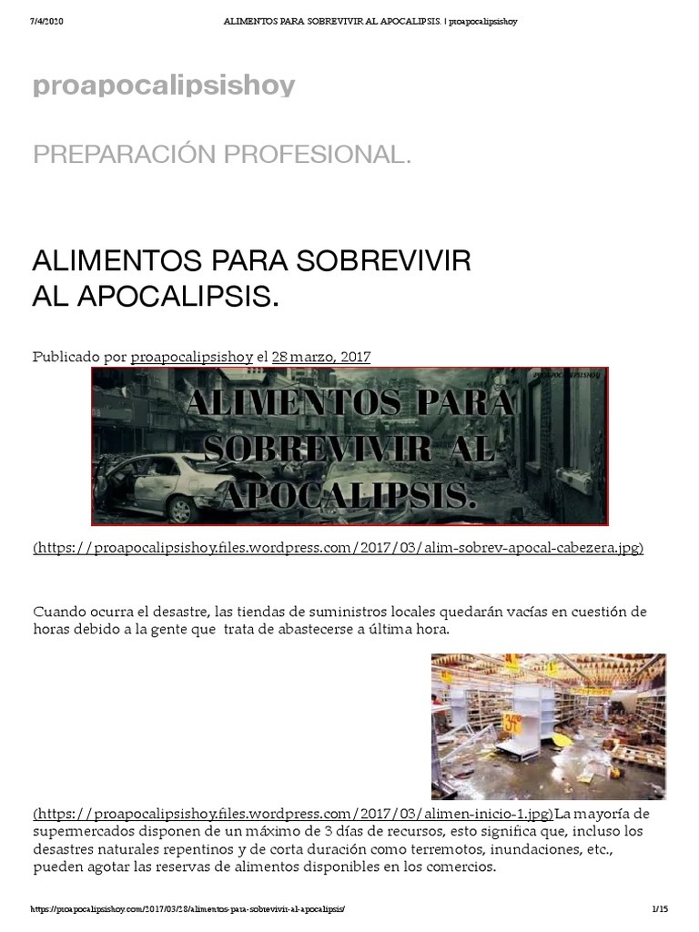 Alimentos para Sobrevivir Al Apocalipsis | PDF | Cereales | Legumbre